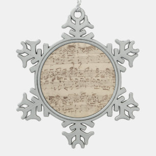 Oude Muzieknoten - Bach-muziekblad Tin Sneeuwvlok Ornament