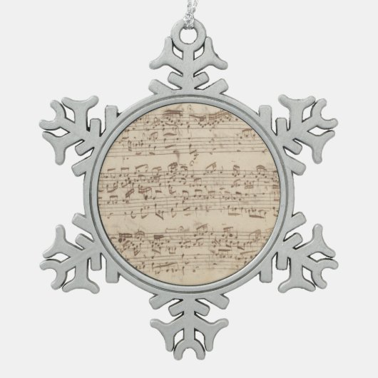 Oude Muzieknoten - Bach-muziekblad Tin Sneeuwvlok Ornament (Voorkant)