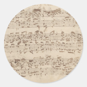 Oude Muzieknoten - Bach Muzieksheet Ronde Sticker