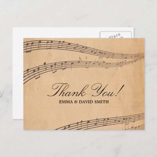  Oude Muzieknoten Dank u wel kaarten (Voorkant / Achterkant)