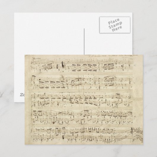 Oude Muzieknoten - Muziekblad voor Chopin Briefkaart (Voorkant / Achterkant)