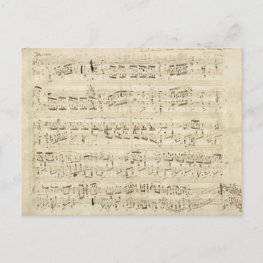 Oude Muzieknoten - Muziekblad voor Chopin Briefkaart (Voorkant)