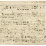 Oude Muzieknoten - Muziekblad voor Chopin Staand Fotobeeldje<br><div class="desc">Oude muziekvel van Frederic Chopin. Originele muzikale notatie van deze beroemde klassieke componist.</div>