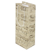 Oude Muzieknoten - Muziekblad voor Chopin Wijn Cadeautas (Voorkant Gekanteld)