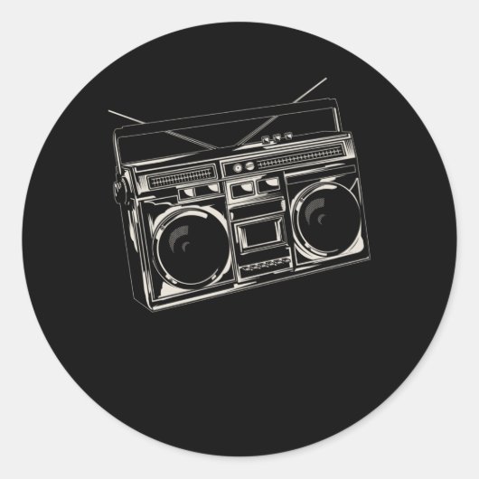 Oude muziekradio  Hip Hop Bass Ronde Sticker (Voorkant)