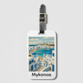 Oude Mykonos Griekse Architectuur Molens Bagagelabel (Voorkant (verticaal))