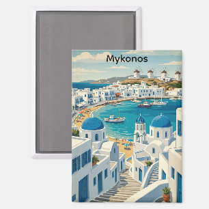 Oude Mykonos Griekse Architectuur Windmolens  Magneet