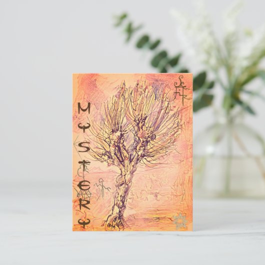 Oude mysterie met structuur en onbekende symbolen briefkaart (Staand voorkant)