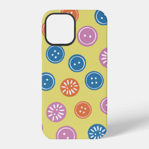 Oude naadloze patroon met knopen op een gele achte iPhone 12 hoesje