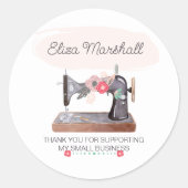 Oude Naaimachine Boho Bloemige Bedankt Ronde Sticker (Voorkant)