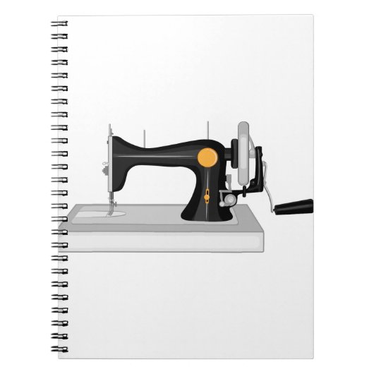 Oude naaimachine met handmatige aandrijving notitieboek (Voorkant)