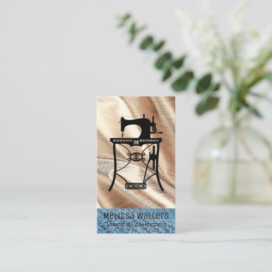 Oude Naaimachine | Stoffen Visitekaartje (Staand voorkant)