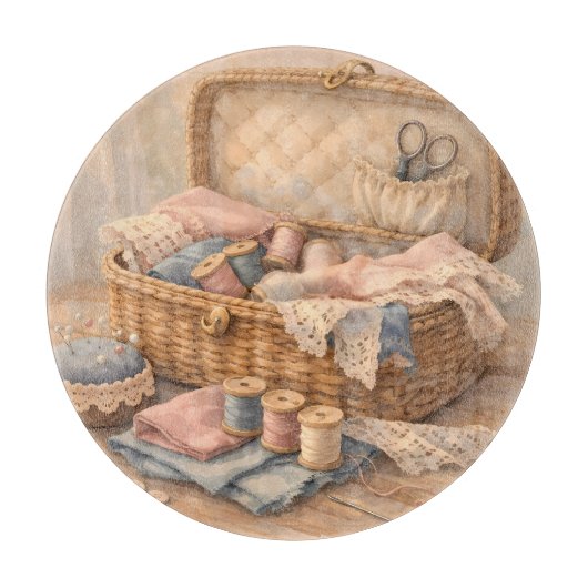 Oude Naaimandje Cottagecore Pastel Snijplank (Voorkant)