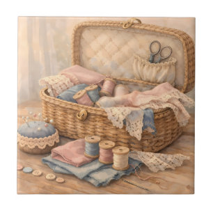 Oude Naaimandje Cottagecore Pastel Tegeltje