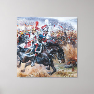 Oude Napoleontische slagveldschildering Leipzig Canvas Afdruk