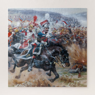 Oude Napoleontische slagveldschildering Leipzig Legpuzzel