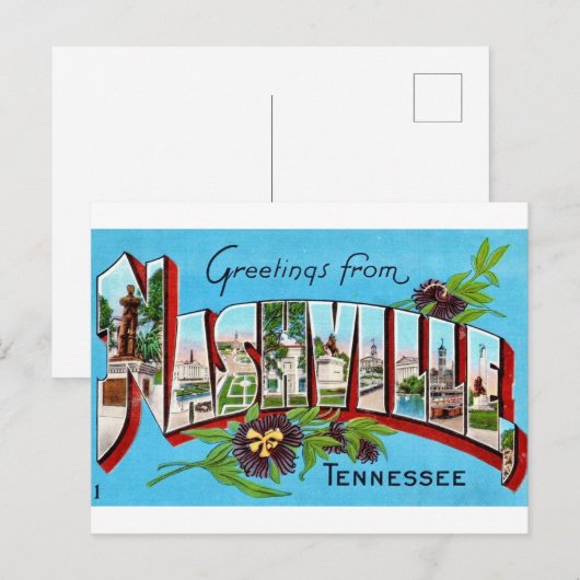 Oude Nashville Groet Ansichtkaart Briefkaart (Voorkant / Achterkant)