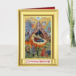 Oude nativityikoon feestdagen kaart