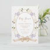 Oude Natuurlijke Bloem Frame Baby Kaart (Staand voorkant)