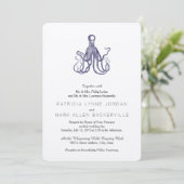 Oude Nautilus Kust Octopus Uitnodiging (Staand voorkant)