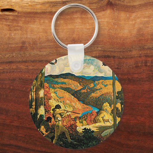 Oude NC Wyeth-reisposter, In Old Kentucky Sleutelhanger (Achterkant)