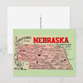Oude Nebraska kaart ansichtkaart (Voorkant / Achterkant)
