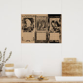 Oude Nederlandse kalender vogels blanco Poster (Keuken)