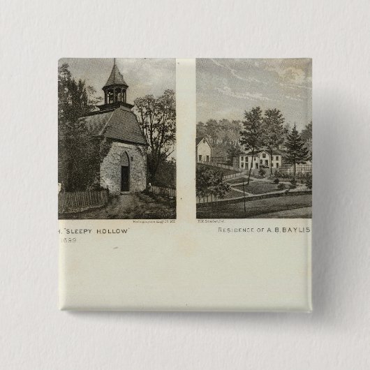 Oude Nederlandse Kerk, woningen Vierkante Button 5,1 Cm (Voorkant)