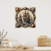 Oude Nederlandse (Nederland) Zeilschepen 3 Poster (Keuken)