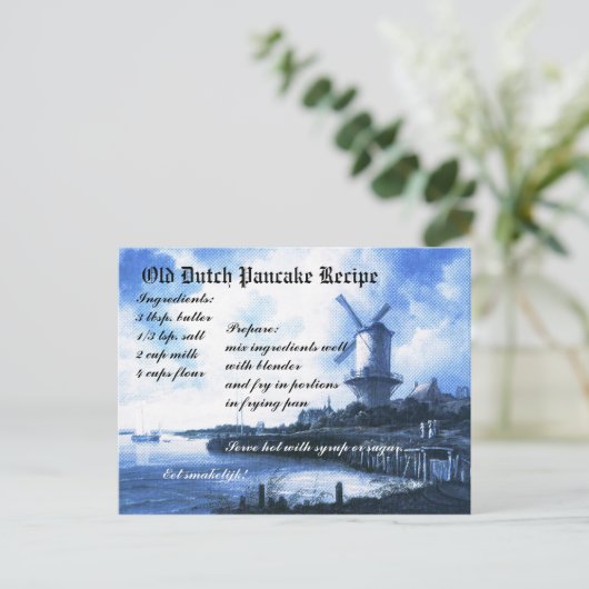 Oude Nederlandse Pancake Recipe Kaart (Staand voorkant)
