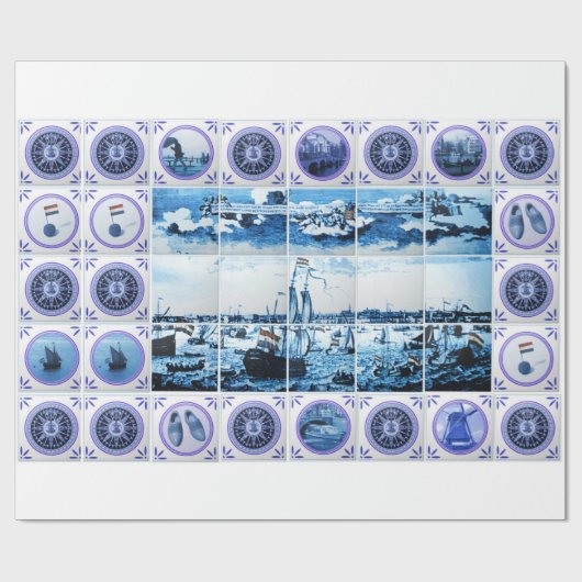  oude Nederlandse tegels Delftware Holland Cadeaupapier (Vlak)