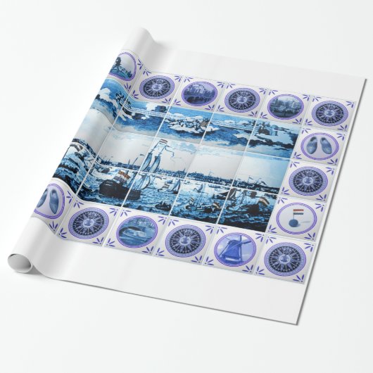  oude Nederlandse tegels Delftware Holland Cadeaupapier (Uitgerold)