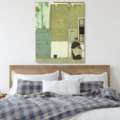 Oude Nederlandse Vrouw voor haar huis Canvas Afdruk (Insitu (Slaapkamer))