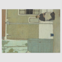 Oude Nederlandse Vrouw voor haar huis