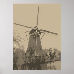 Oude Nederlandse windmolen Poster