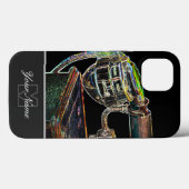 Oude neon-Pop-Art-retro telefoon met Monogram! Ca Case-Mate iPhone Case (Achterkant (horizontaal))