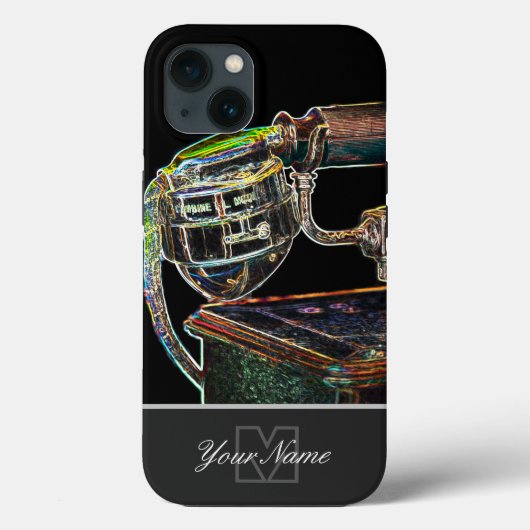 Oude neon-Pop-Art-retro telefoon met Monogram! Ca Case-Mate iPhone Case (Achterkant)