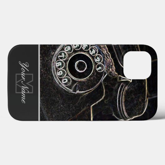 Oude neon-Pop-Art-retro telefoon met Monogram! Case-Mate iPhone Case (Achterkant (horizontaal))