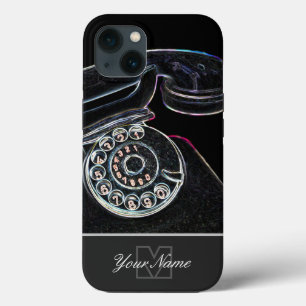 Oude neon-Pop-Art-retro telefoon met Monogram! Case-Mate iPhone Case