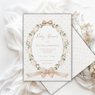 Oude neutrale bloem kader baby shower kaart