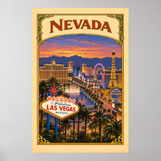 Oude Nevada Las Vegas Reisposter Poster