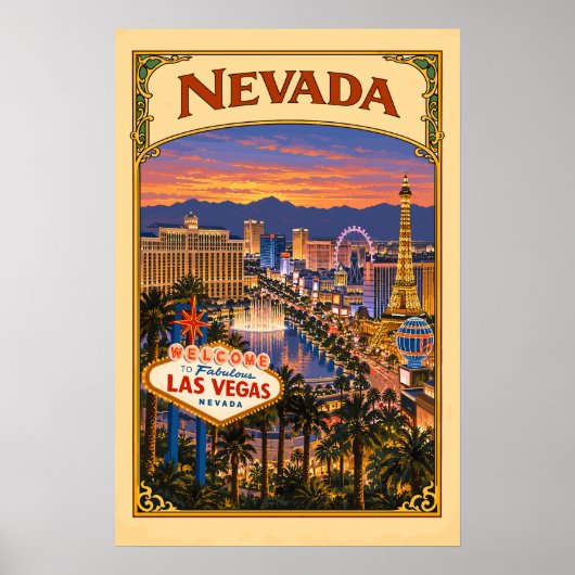 Oude Nevada Las Vegas Reisposter Poster (Voorkant)