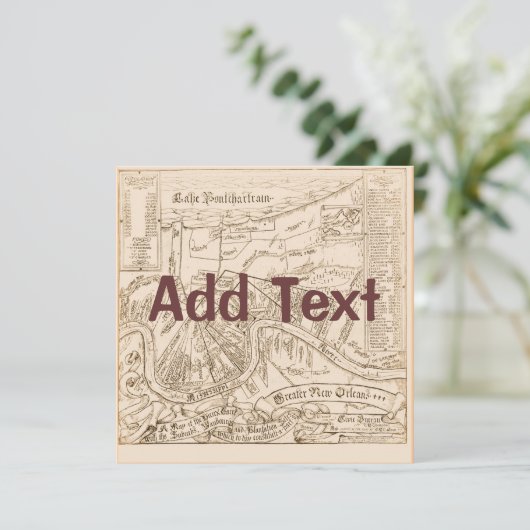 Oude New Orleans Kaart bewerk tekst, feest (Staand voorkant)