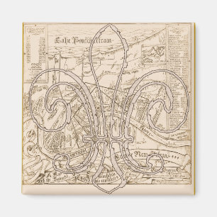 Oude New Orleans Map met Fleur Magneet