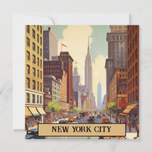 Oude New York City Straatscène Aangepaste Tekst Kaart