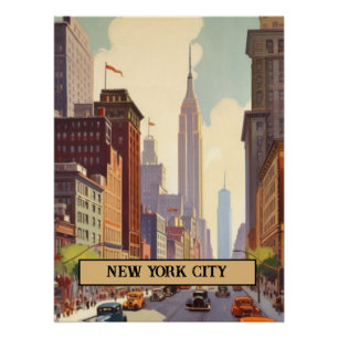 Oude New York City Straatscène Aangepaste Tekst Perfect Poster