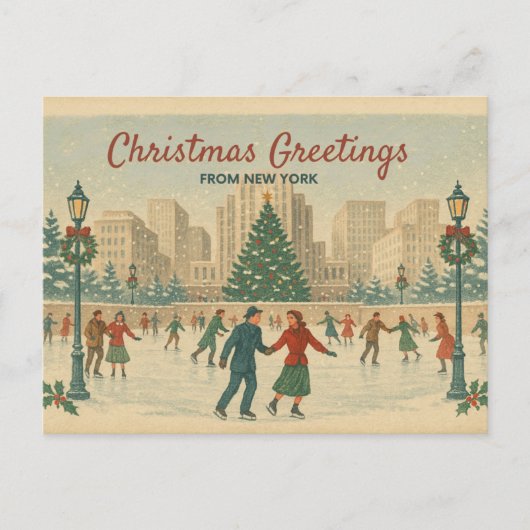 Oude New York Kerstkaart Feestdagenkaart (Voorkant)