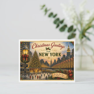 Oude New Yorkse kerstansichtkaart Briefkaart