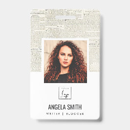 OUDE NEWSPAPIERTEXTURE WERKGELEGENHEID FOTO BARCOD BADGE