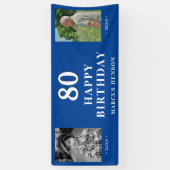 Oude Nieuwe Foto 80ste Verjaardagsfeest Spandoek (Verticaal)